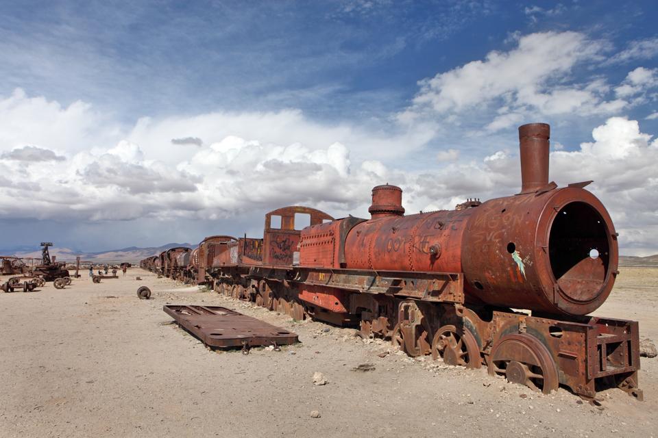 Train cemetery, Uyuni, Bolivia. Photo by Getty.