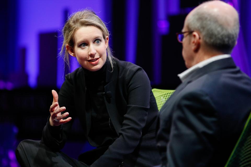 Elizabeth Holmes (L) and Alan Murray speak at the Fortune Global Forum at the Fairmont Hotel on... [+] November 2, 2015 in San Francisco, California. (Photo by Kimberly White/Getty Images for Fortune)