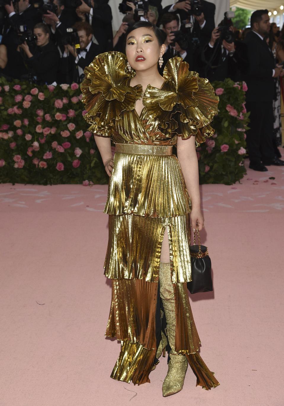 met gala 2019 gold dress Rita Ora In Marc Jacobs - 2019 Met Gala