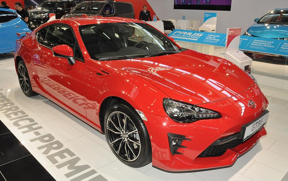 This Toyota GT86 is displayed during the Vienna Autoshow, as part of Vienna Holiday Fair. Photo by Manfred Schmid/Getty Images