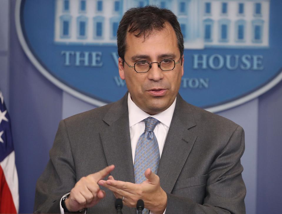 U.S. Citizenship and Immigration Services (USCIS) Director Francis Cissna appearing at a press... [+] briefing at the White House in December 2017. (Photo by Mark Wilson/Getty Images)