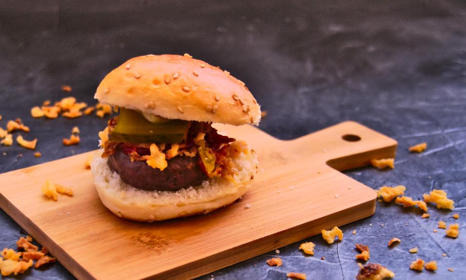 Small wagyu hamburger and fried onions