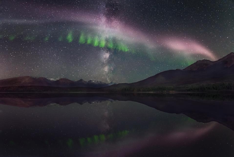 Steve Northern Lights Jasper National Park, Alberta, Canadá.