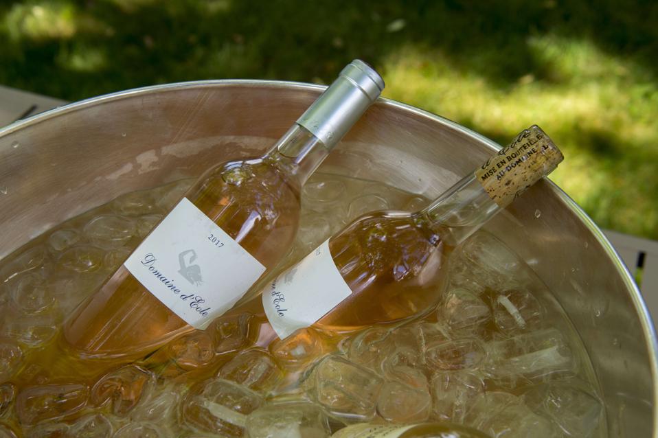 Wine tasting in the garden at La Bastide de Moustiers, a...