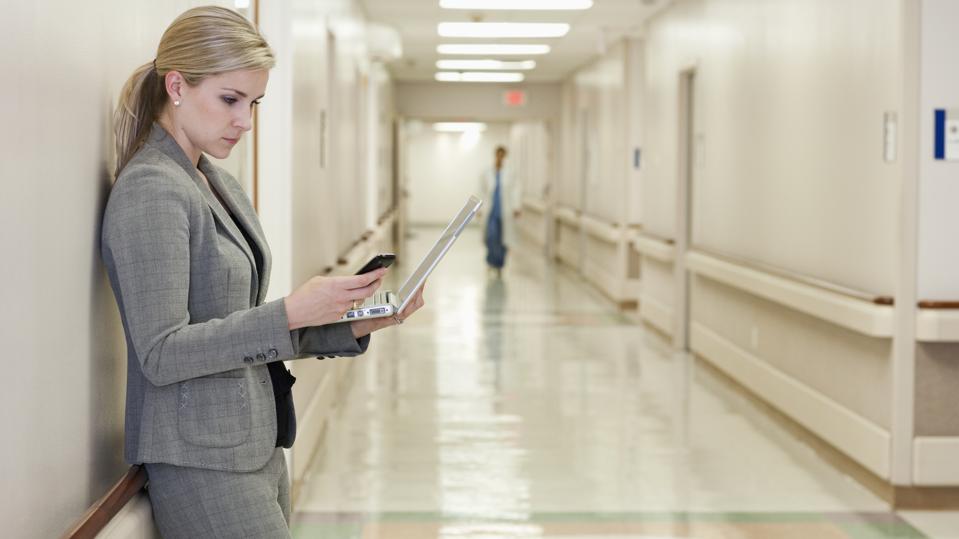 Businesswoman in hallway