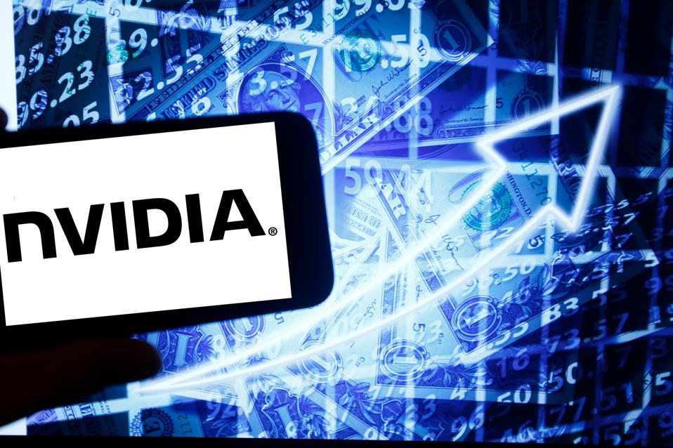 NVIDIA logo and stock market illustration