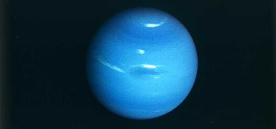 This is the only whole-planet image we have of Neptune, taken by Voyager 2's narrow angle camera in 1989.
