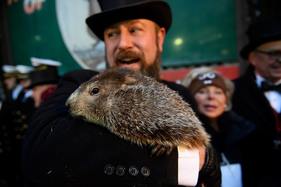 ″Punxsutawney Phil″ Looks For His Shadow At Annual Groundhog Day Ritual In PA