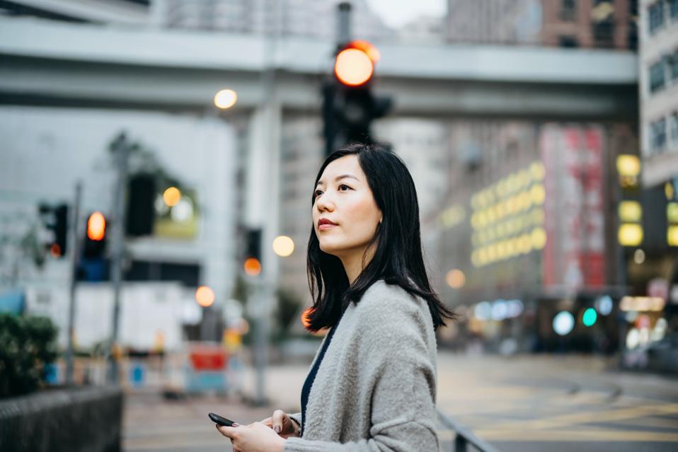 Woman commuting