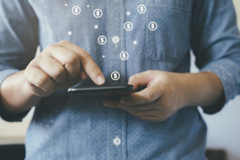 Online business fintech concept.