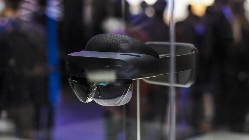 Day 4 - GSMA Mobile World Congress 2019 HoloLens 2, a AR headset designed by Microsoft, exhibited during the Mobile World Congress, on February 28, 2019 in Barcelona, Spain.
(Photo by Joan Cros/NurPhoto via Getty Images)