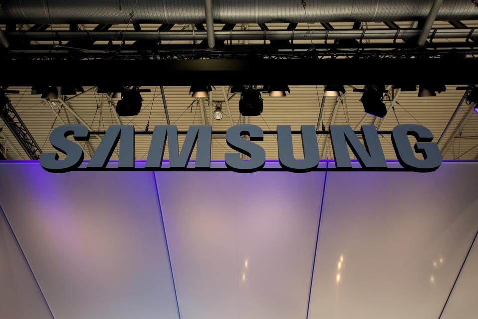 Samsung South Korea brand logo seen during the Mobile World...