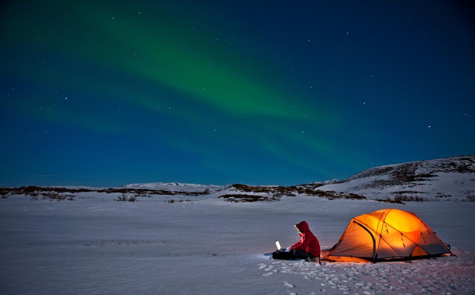 remote work Northern lights Iceland