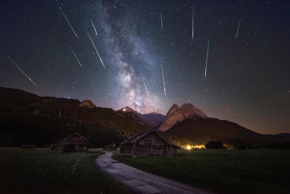 Shooting stars over the Alps