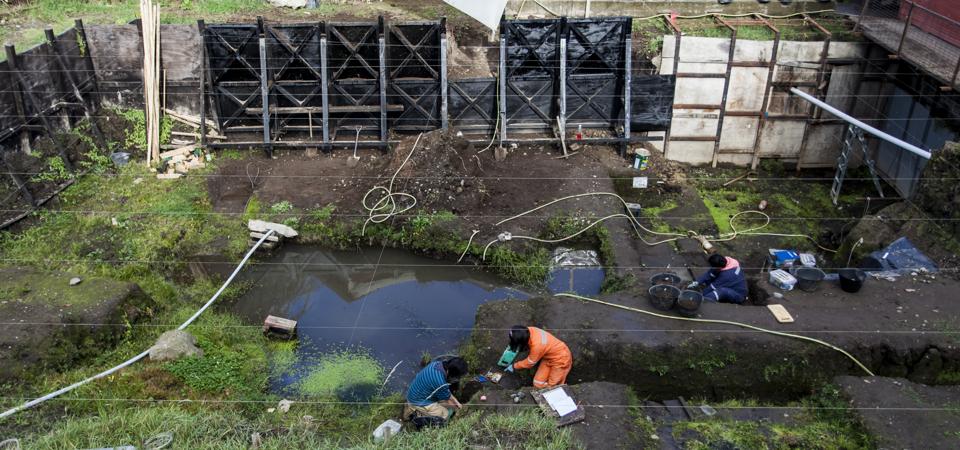 The archaeo-paleontological site of Pilauco, on the banks of the Damas River in the city of Osorno, Chile, contain a human footprint of 15,600 years ago, making it the oldest human vestige discovered in all of America. (Photo by Fernando Lavoz/NurPhoto via Getty Images)-paleontological Site Of Pilauco