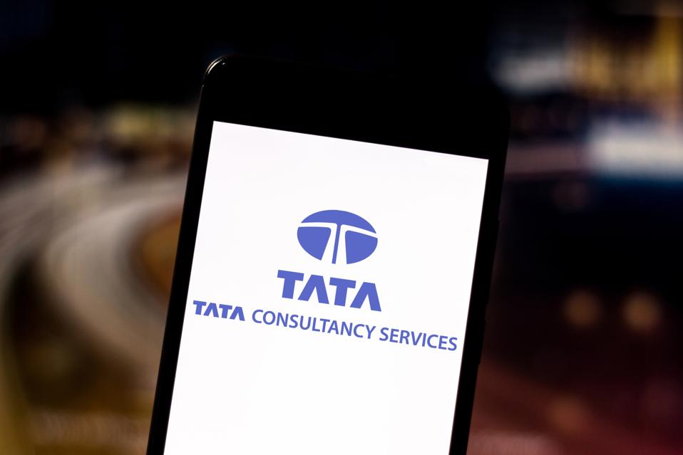 In this photo illustration the Tata Consultancy Services...