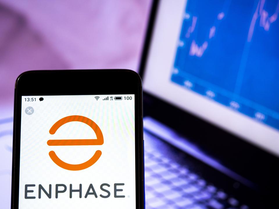 In this photo illustration the Enphase Energy logo is seen...