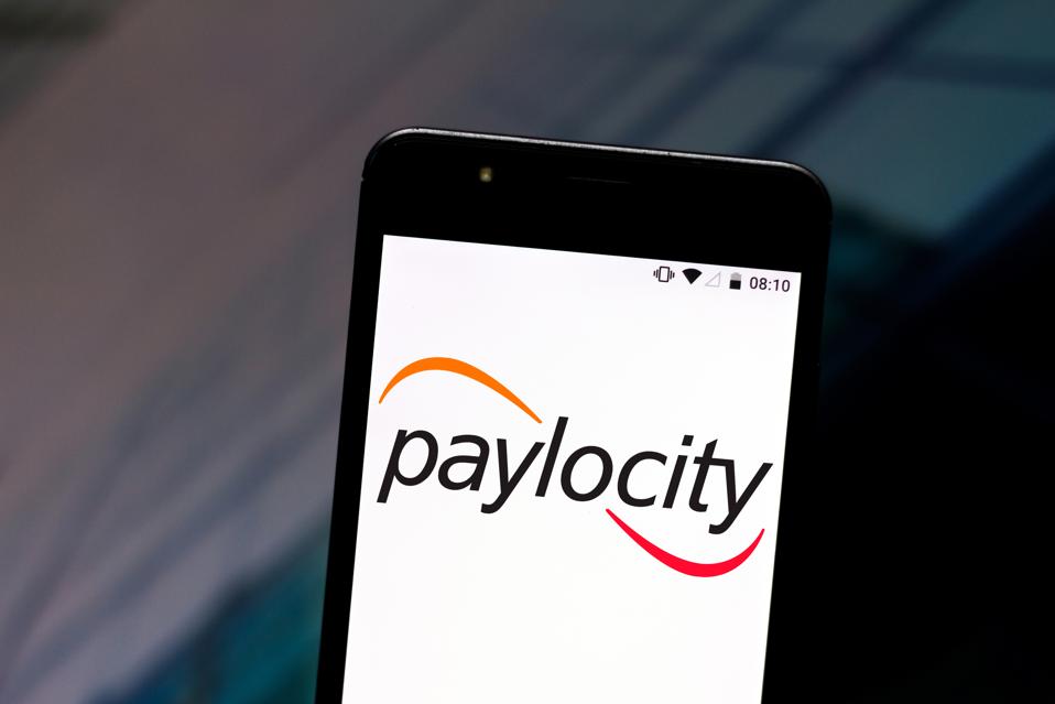 In this photo illustration a Paylocity logo seen displayed...