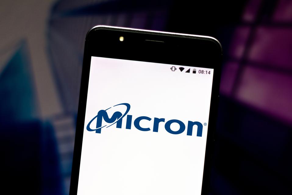 In this photo illustration the Micron Technology logo is...