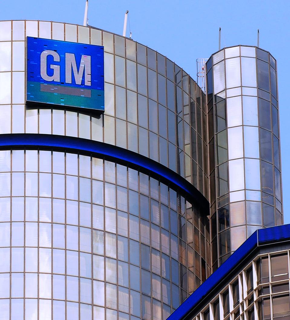 The General Motors world headquarters office is seen at...