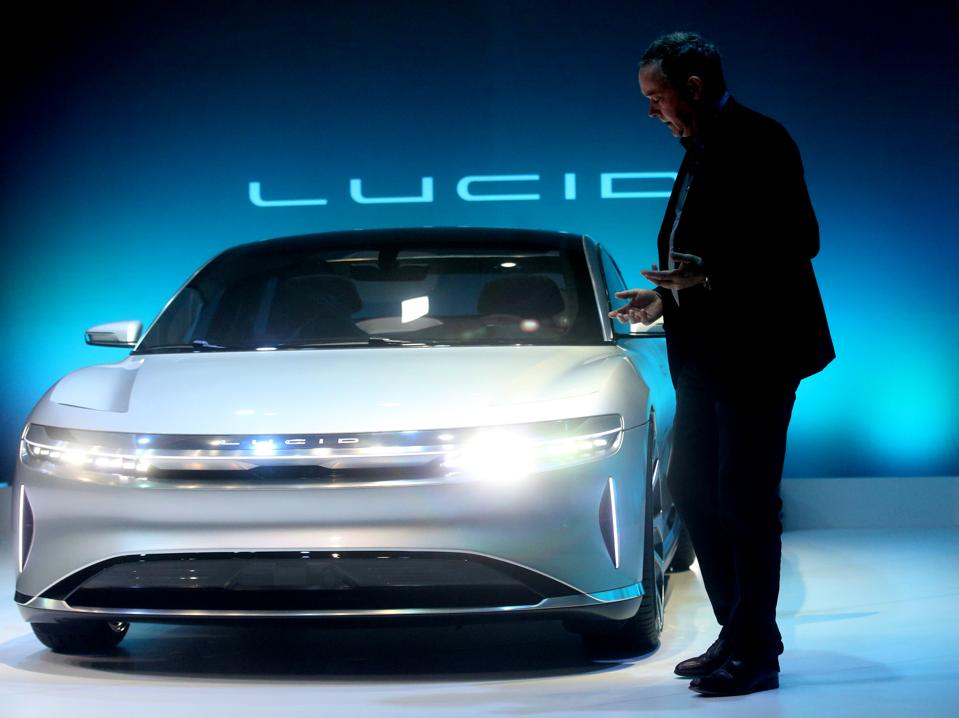 Chief Technology Officer Peter Rawlinson, takes part in a press event for the new ″air″ electric car by Lucid Motors Inc. on Wednesday, Dec. 14, 2016, in Fremont, Calif. (Aric Crabb/Bay Area News Group)