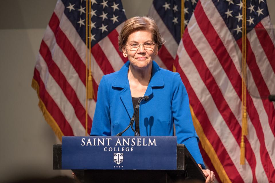 Presidential Candidate Elizabeth Warren Delivers Economic Policy Speech In NH