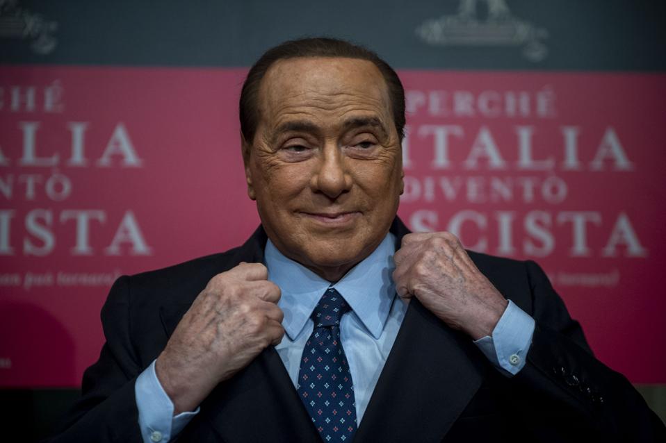 Silvio Berlusconi attends the presentation of a new book by Italian writer Bruno Vespa in Rome.