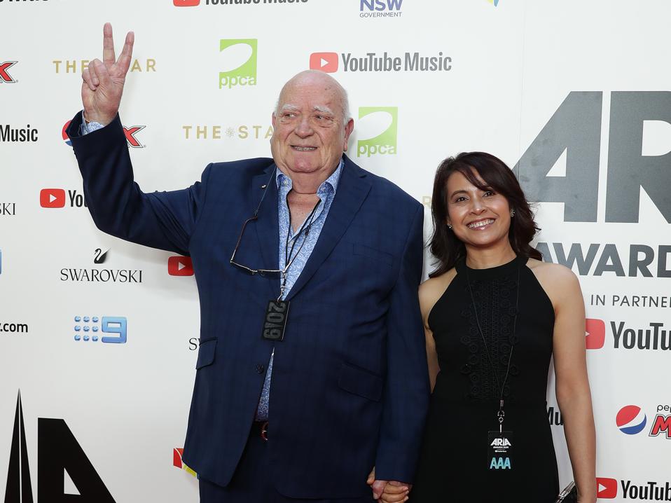 Michael Chugg (L) arrives for the 33rd Annual ARIA Awards 2019 on November 27, 2019 in Sydney, Australia