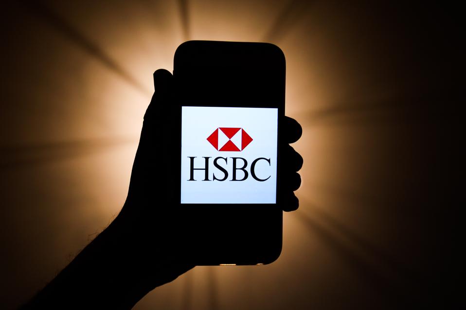 HSBC Logo on a mobile phone representing the FinTech sector