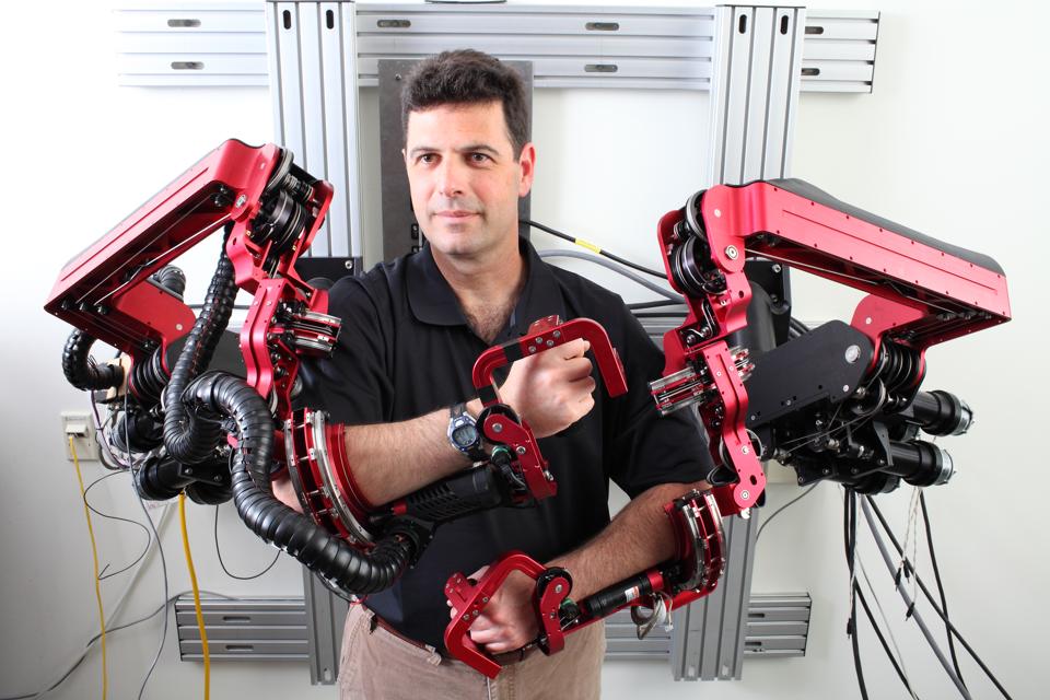 Computer engineer Jacob Rosen of the University of California Santa Cruz invented a robotic exoskeleton that dramatically speeds up recovery times for stroke victims who have lost movement in their arms.