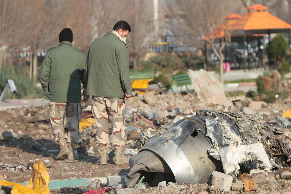 Crash site of a Ukrainian airliner that burst into flames...