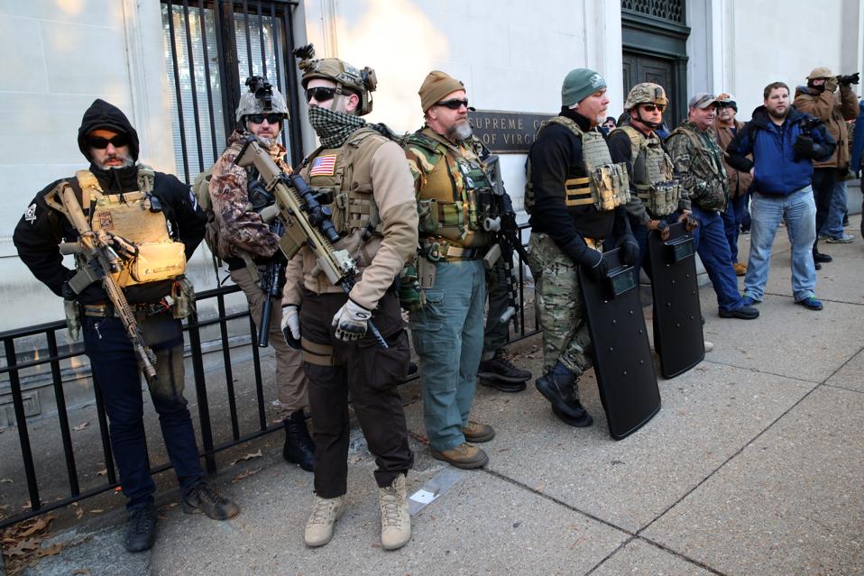 While event organizers have asked supporters to show up unarmed, militias and other far-right groups from across the country plan to attend the rally and show their support for gun rights.