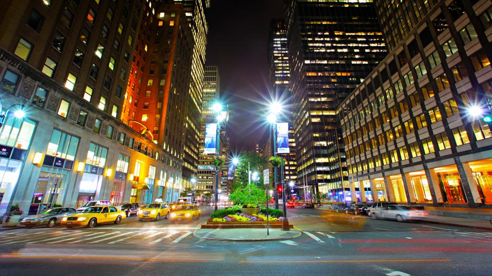 Night at Park Avenue. Classic Building. Residential. Office. Financial