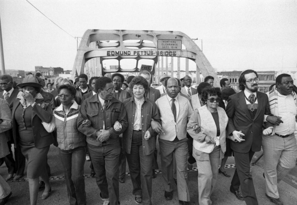 Civil Rights Marchers Cross Edmund Petus Bridge