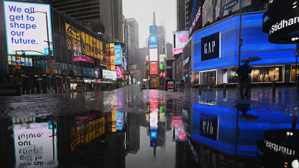 A nearly empty Times Square