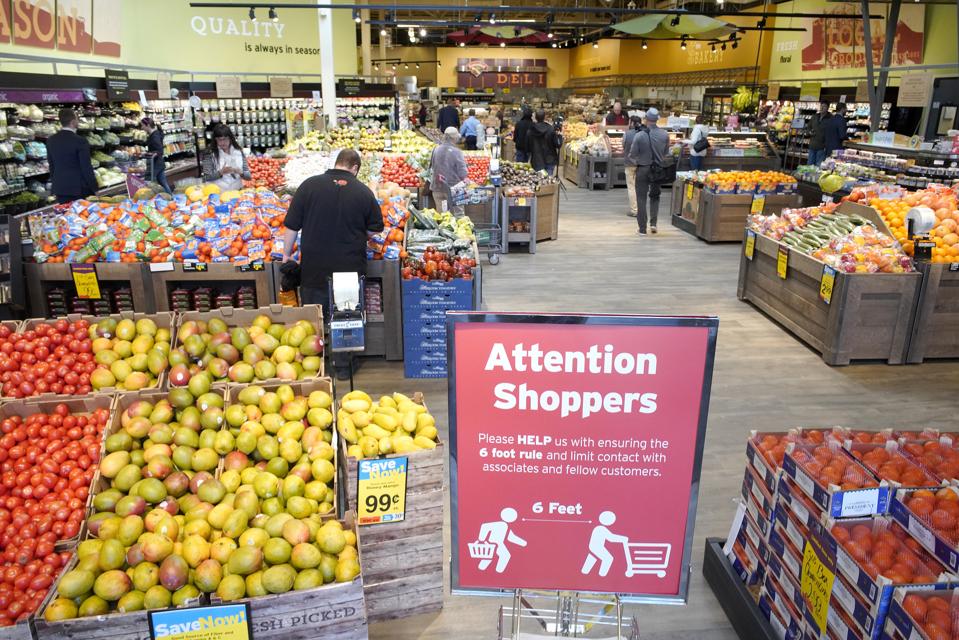 A sign at the entrance to the Hannaford supermarket in Scarborough.