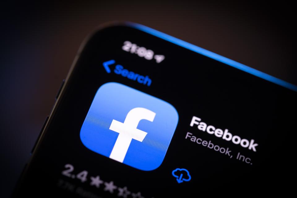 Facebook logo on smartphone screen. Users get greater control over their content.