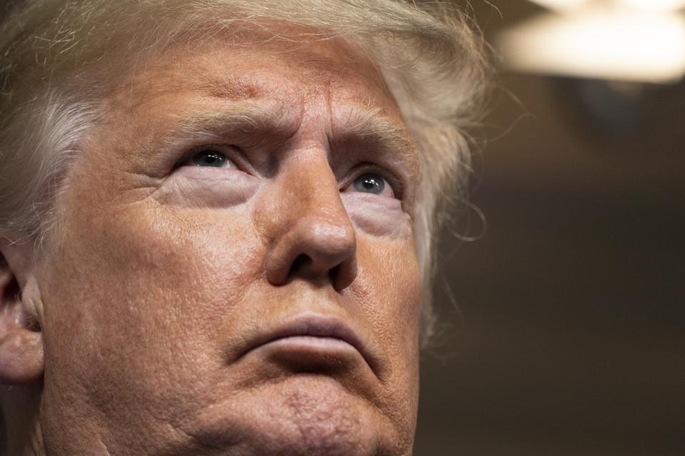 Close up of the face of U.S. President Donald Trump