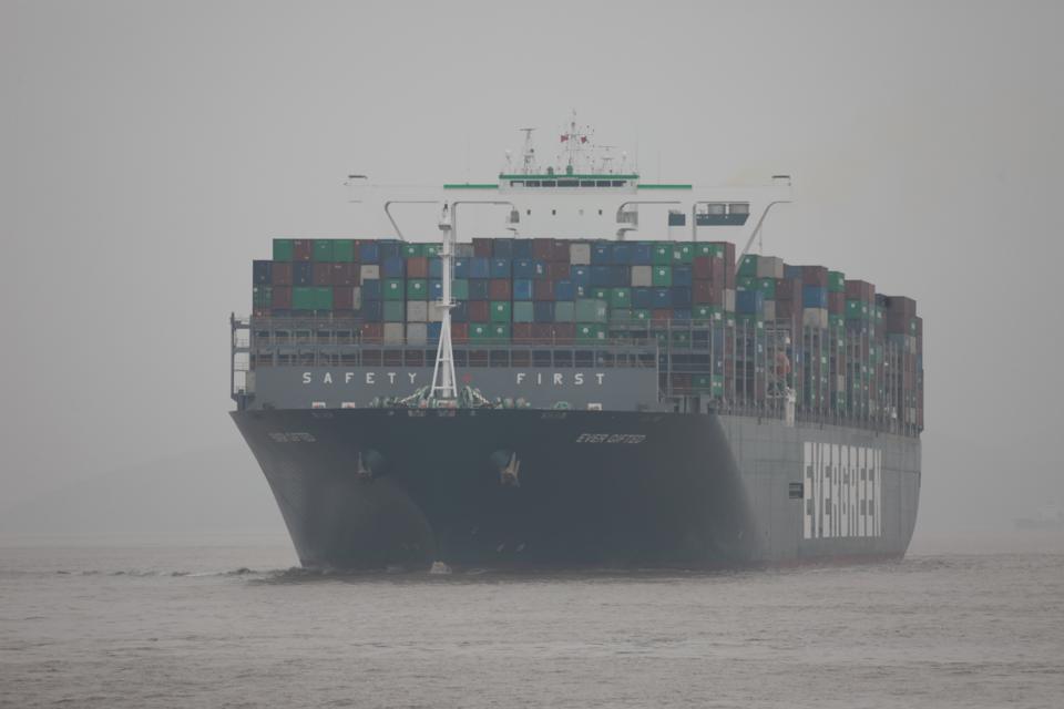 Cargo ship Sails At Beilun Port In Ningbo