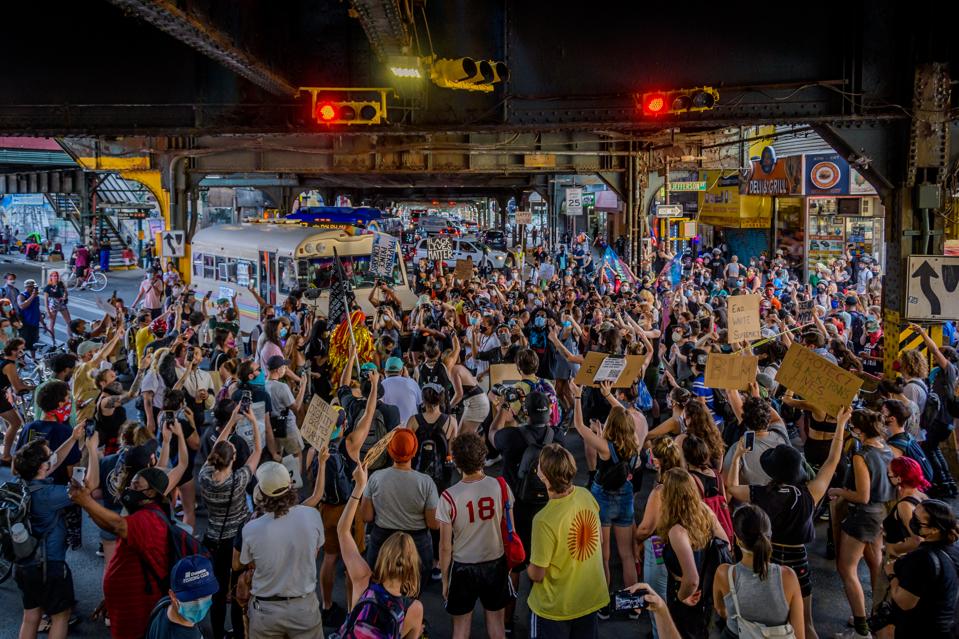 Black Lives Matter De-fund the Police Rally in New York