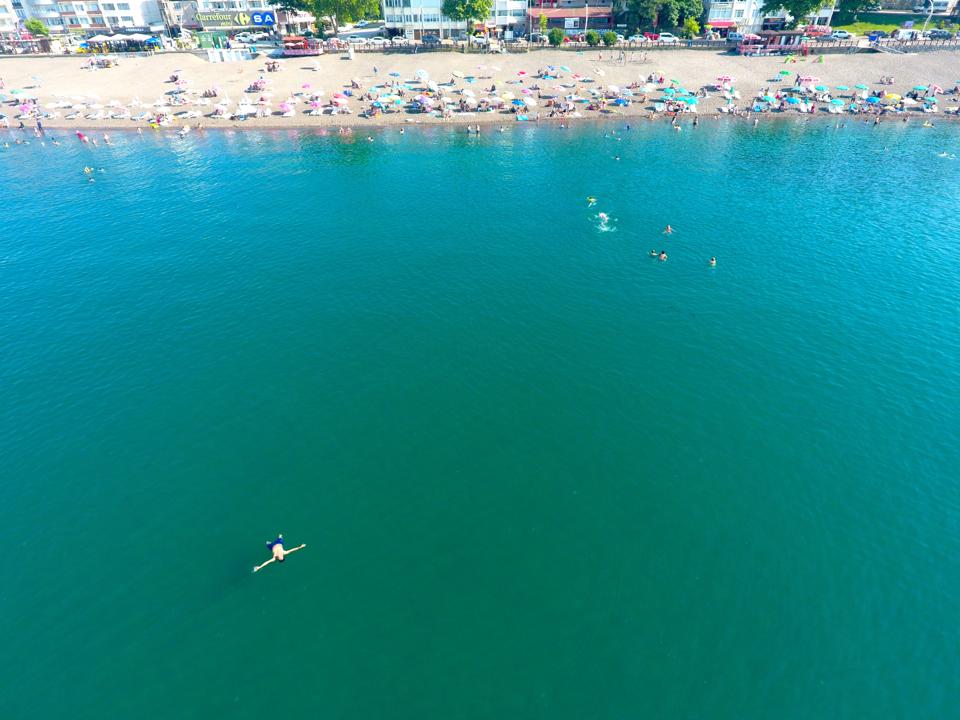 People enjoying the coastline amid coronavirus (Covid-19) measures in Akcakoca district of Duzce, Turkey on July 01, 2020.
