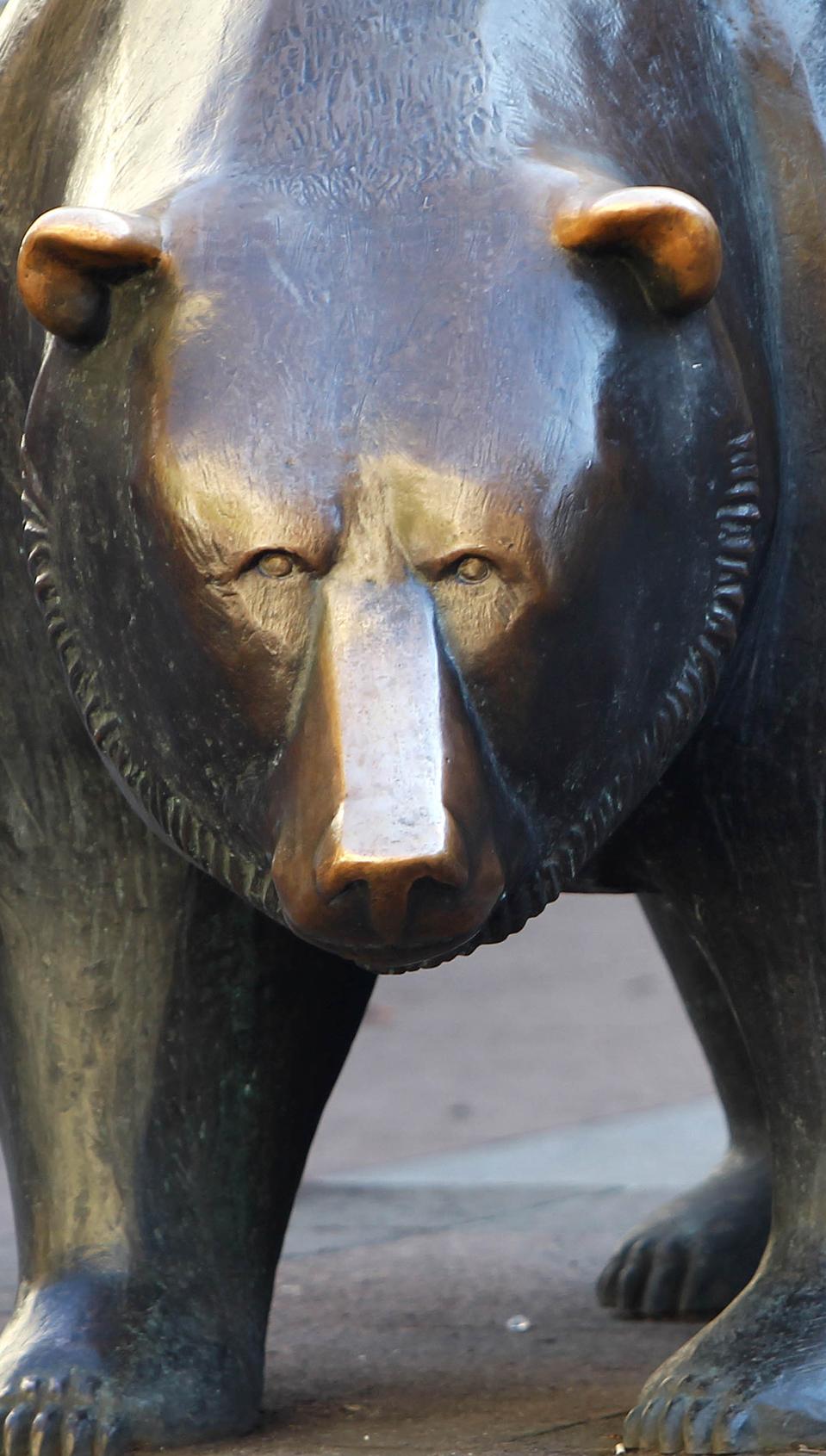 A bear sculpture symbolising falling mar