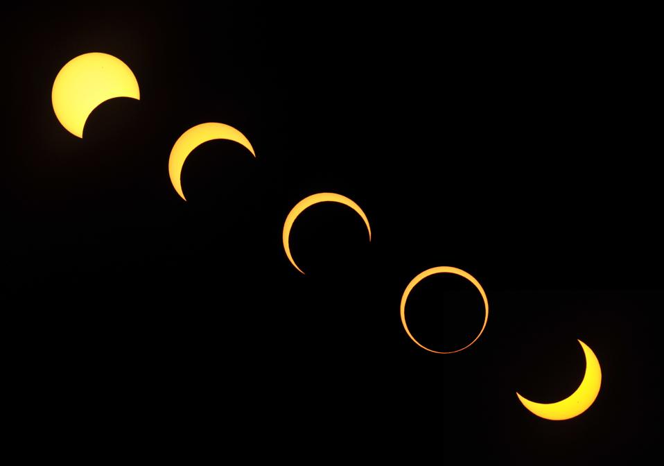 In this composite of five images, the mo