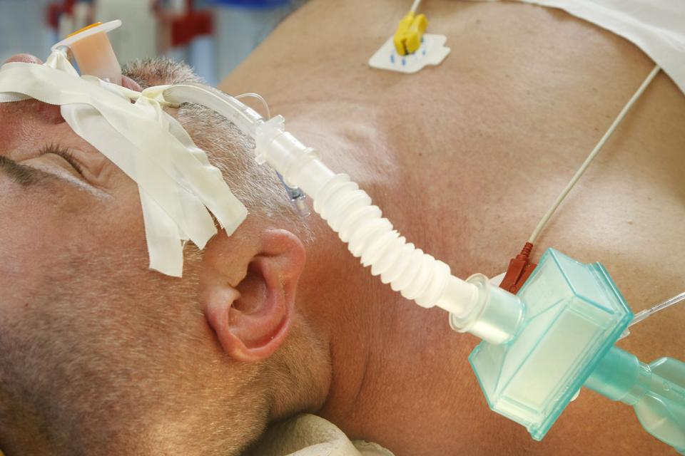 Patient intubated, on ventilator