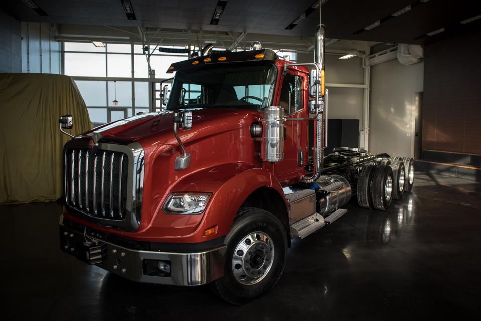 A Navistar International Corporation International HX Series truck at the company’s headquarters in Lisle, Illinois.