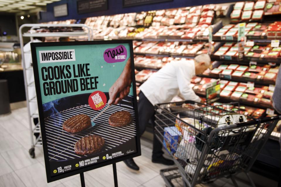 Impossible Foods sign in a grocery story. Photographer: Patrick T. Fallon/Bloomberg