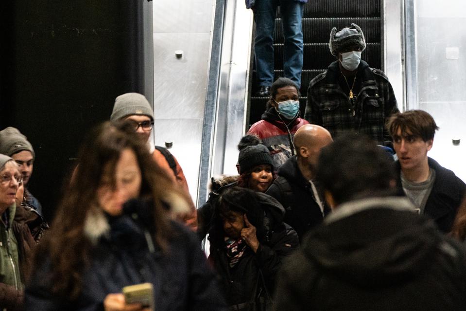 Pedestrians in New York subway
