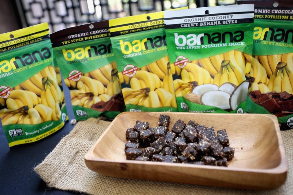Banana bites made from up-cycled bananas.