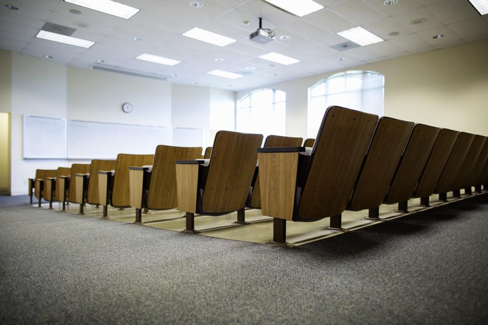 Empty seats in lecture hall