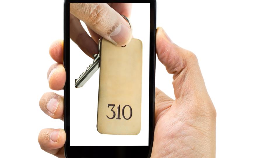 Booking a hotel with a smartphone